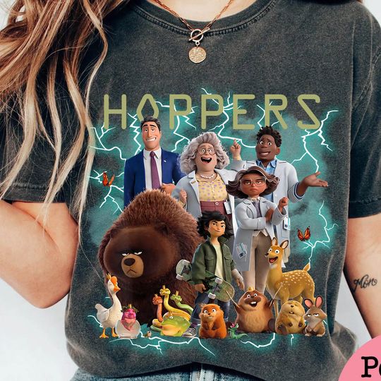 Discover Disney Hoppers Characters Cast Bootleg Shirt, Hoppers Movie Group Graphic Tee, Pixar Animated Film Fan Gift, Disneyland Family Trip Outfit