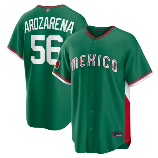 Discover Men Mexico Randy Arozarena Green 2026 World Baseball Classic Road Stadium Jersey