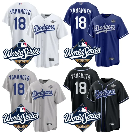 Discover Men's Dodgerss #18 Yoshinobu Yamamoto 2025 world series jersey all Printed