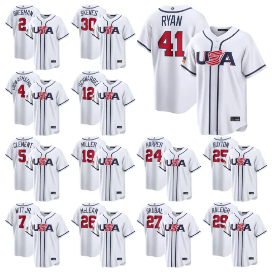 Discover Men's USA Baseball White 2026 World Baseball Classic Printed Jersey