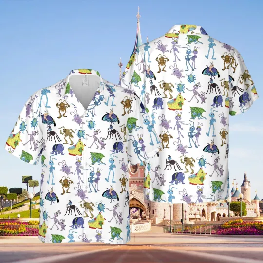 Discover A Bug's Life Hawaiian Shirt, Disney Cruise Button Down Shirt Colorful Insects