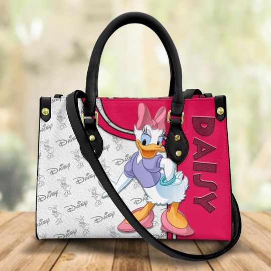Daisy Duck Leather Bag, Disney Cartoon Leather Tote Bag, Girl Crossbody Bag, Disney Handle Bag, Gift For Her