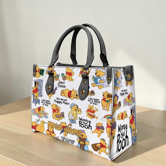 Discover Personalized Winnie the Pooh Leather Handbag, Bear Shoulder Bag, Custom Pooh Purse Gift
