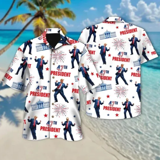 Discover 47th President Trump Dancing Hawaiian Shirt 2025
