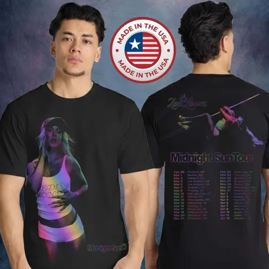 Discover Zar.a Larsson Midnight Sun Tour Shirt 2026 City Dates Unisex T-Shirt