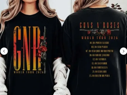 Discover Guns N’ Roses World Tour 2026 Shirt, Rock Band T-Shirt Sweatshirt Hoodie, Vintag