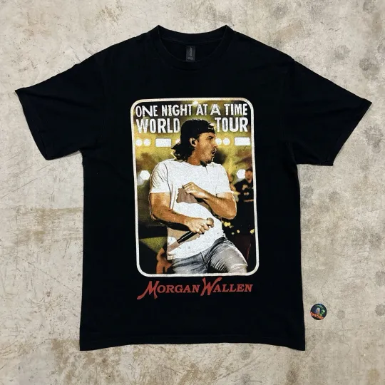 Discover 2023-24 Wallen Western One Night At A Time World Tour t-shirt Size M