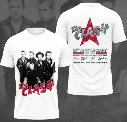 Discover The Clash Band 50th Anniversary 1976-2026 3D Shirt AOP