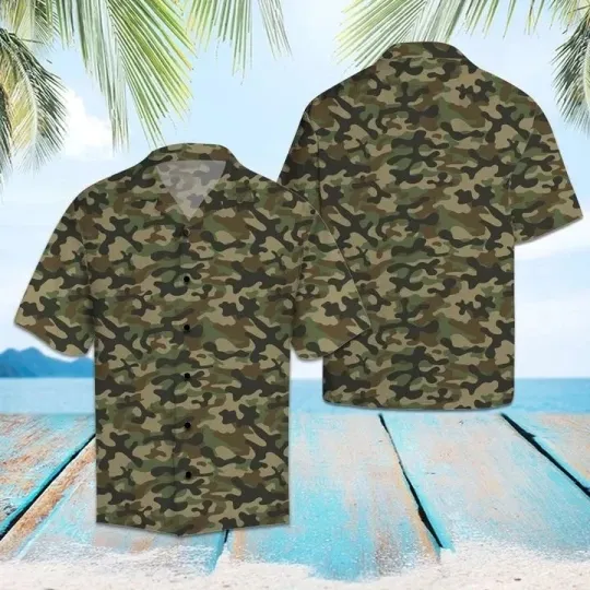 Discover Amazing Camouflage Hawaiian Shirt For Men Summer Button Up