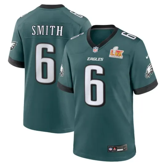 Discover Men’s #6 DeVonta Smith Midnight Green Super B.owl LIX Game Player Jersey