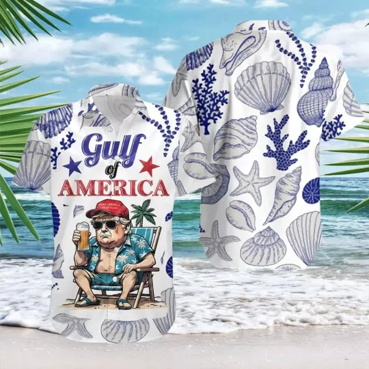 Discover Funny Trump Gulf of America Hawaiian Shirt Men Women Tropical Floral Print