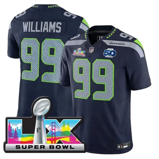 Discover Men's Seahawkss Leonard Williams Navy Super Bowl LX Jersey