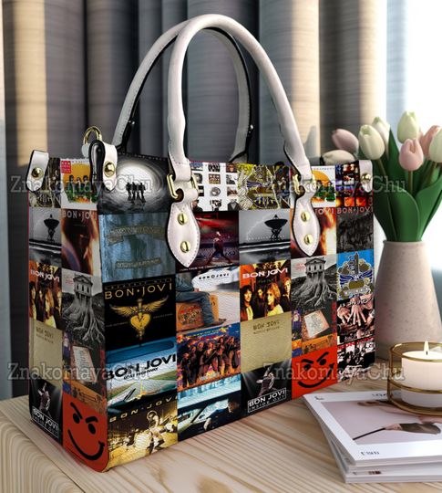 Discover Bon Jovi Leather Handbag, Bon Jovi Shoulder Bag, Personalized Vintage Crossbody Bag, Top Handle Bag