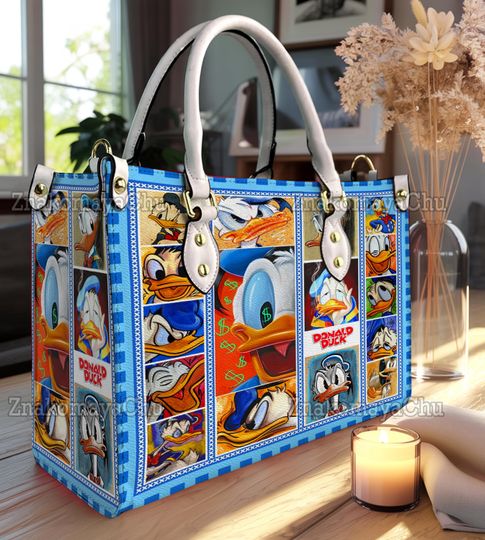 Discover Donald Duck Leather Handbag, Donald Duck Shoulder Bag, Personalized Vintage Crossbody Bag, Top Handle Bag