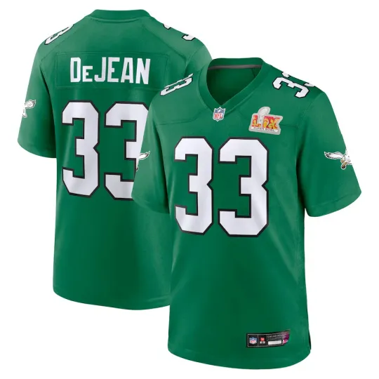 Men's Cooper DeJean Kelly Green Super B.owl LIX 2nd Alternate Game Jersey #33--