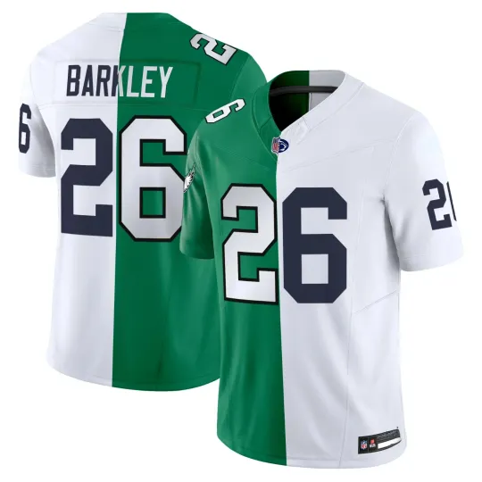 Discover Men’s #26 Saquon Barkley Green White Split Vapor  Stitched Jersey