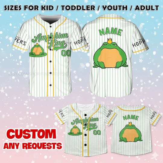 Discover Hoppers Amphibian King Jersey Shirt, Custom Amphibian King Baseball Jersey, Hoppers Frog Costume Shirt, Family Matching Tee