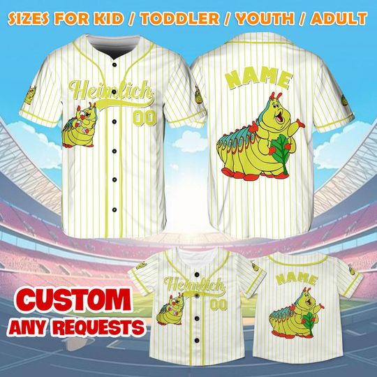 Discover Pixar A Bug's Life Heimlich Jersey Shirt, Disney A Bug's Life Baseball Jersey, Heimlich Cosplay, Disney Family Shirts, Disney World, TGA001