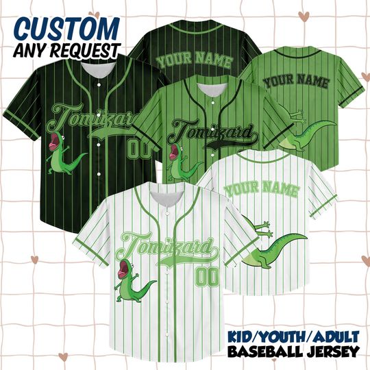 Discover Custom Disney Pixar Movie Hoppers Tom Lizard Simple, Custom Name Tom Lizard Portrait Kid Adult Jersey, Gift For Baseball Fan Disney Matching