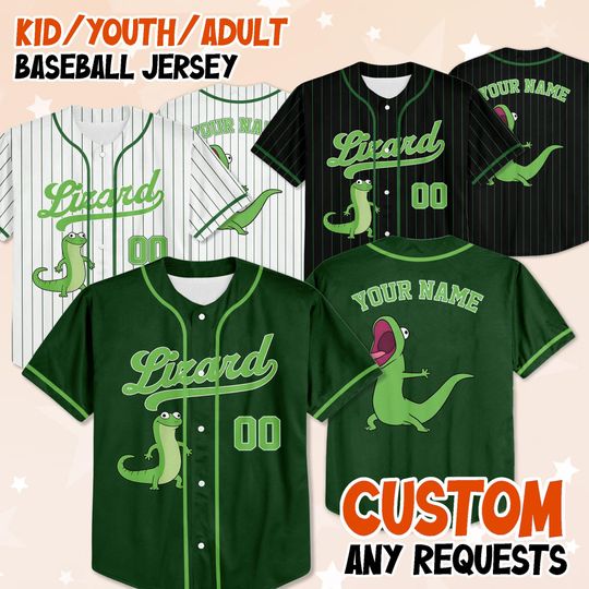 Discover Custom Hoppers Tom Lizard Baseball Jersey, Tom the Green Lizard Baseball Jersey, Custom Tom Lizard Shirt, Tom Lizard Fan Gift