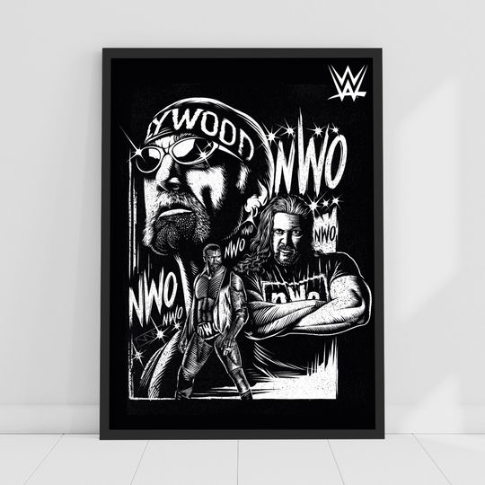 Discover NWO Black and White Wrestling Poster - Vertical Wall Art