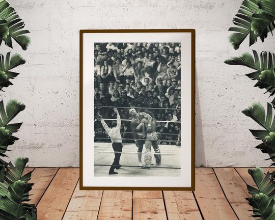 Ultimate Warrior vs Hulk Hogan Black & White Vertical Poster