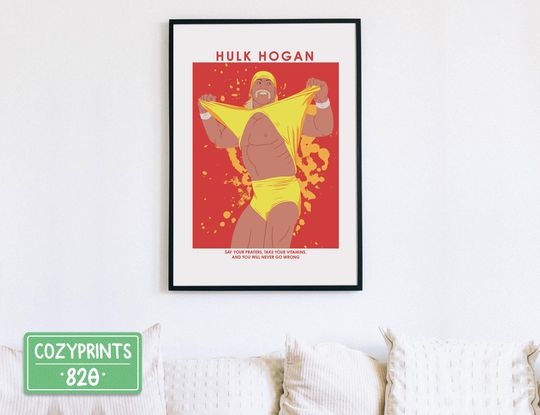 Hulk Hogan Wrestling Poster Vertical Wall Art for Home & Living