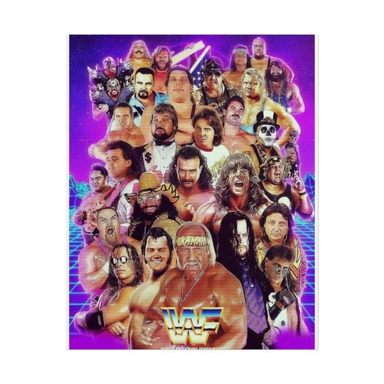 WWF Legends Vertical Poster | 80s 90s Wrestling Superstars Wall Art | Hulk Hogan, Macho Man, Ultimate Warrior, Andre The Giant