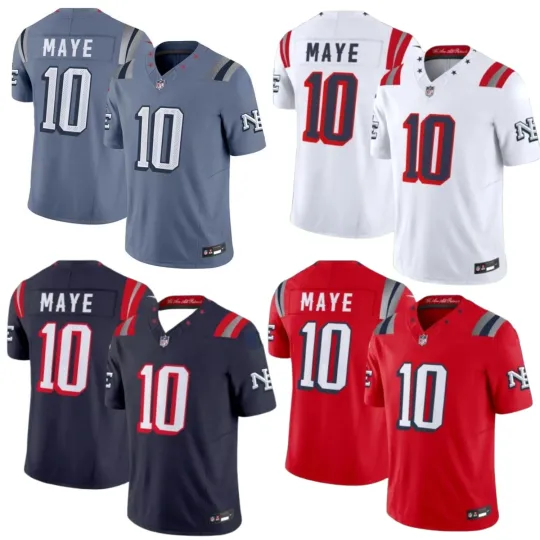 Discover Drake #10 Maye 2025 “Rivalries” MEN Jersey Storm Blue/Red/White/Navy