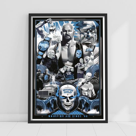 Discover Stone Cold Steve Austin Collage Poster - Wrestling Entertainment Wall Art