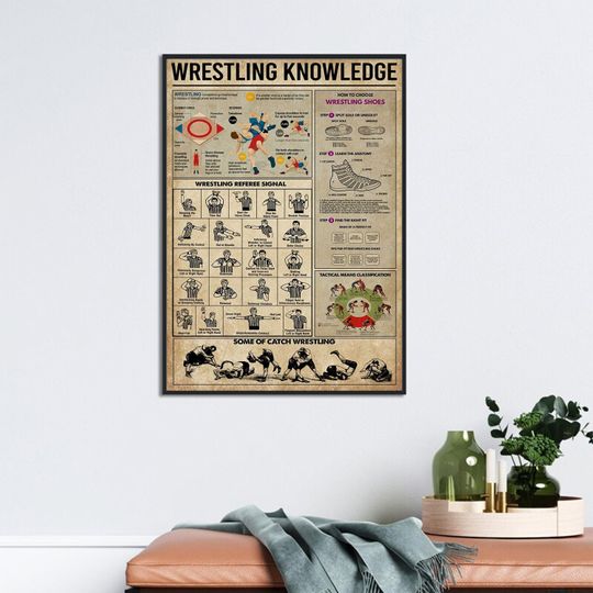 Discover Wrestling Knowledge Poster, Wrestling Lover Gift, How to Choose Wrestling Shoes, Wrestling Referee Signals, Catch Wrestling Poster