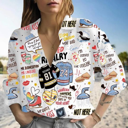 Discover Hockey Heated Rivalry Linen Shirt, Hollander Rozanov LGBT Blouse Women Shirt, Shane Hollander, Queer Hockey Fan Shirt, Ilya Rozanov Shirt