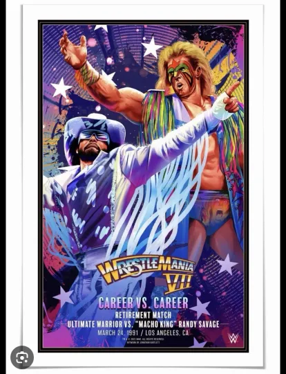 Discover WrestleMania 7 Moments Poster Macho Man Ultimate Warrior Premium Matte Vertical Poster