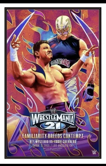 Discover WrestleMania 21 Wrestling Legends Art Poster Print Bartlett Eddie Rey LE 300