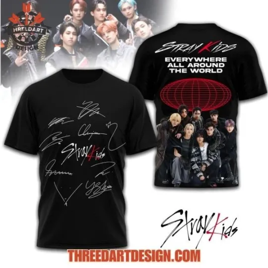 Discover Stray Kids Everywhere All Around The World 3D T-Shirt for Men Women