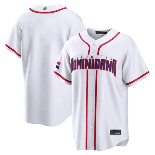 Men's Dominican Republic White 2026 World Baseball Classic Printed Jersey