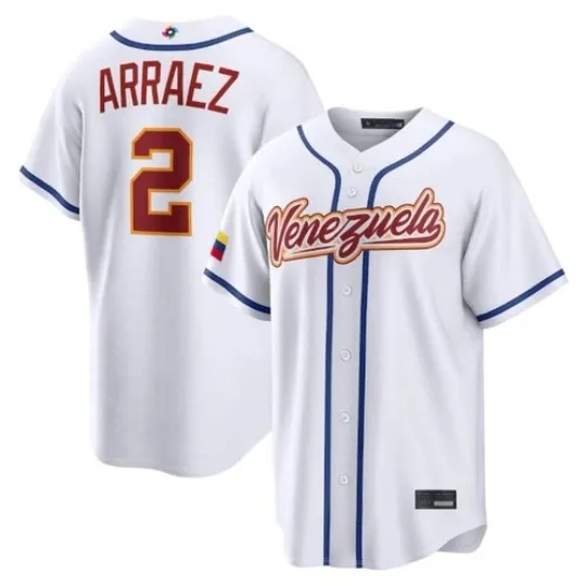 Discover Men's Venezuela Luis Arraez White 2026 World Baseball Stitched Jersey