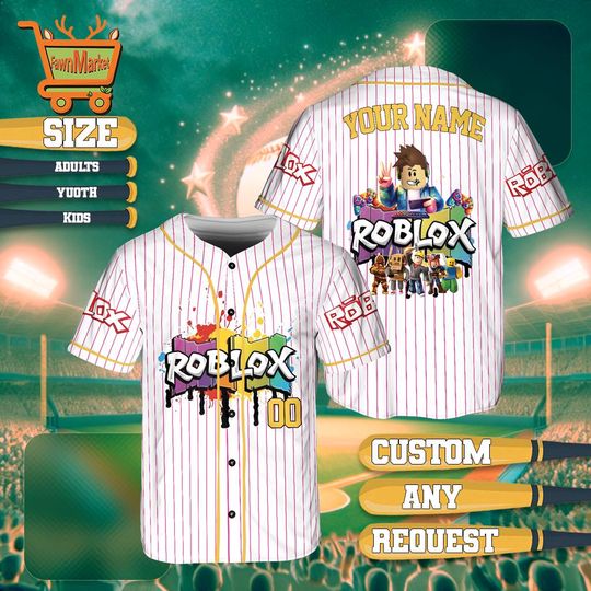Discover Custom Roblox Baseball Jersey, Personalized Roblox Gamer Shirt, Kids Roblox Gift, Name Number Gaming Jersey, Roblox Fan Apparel