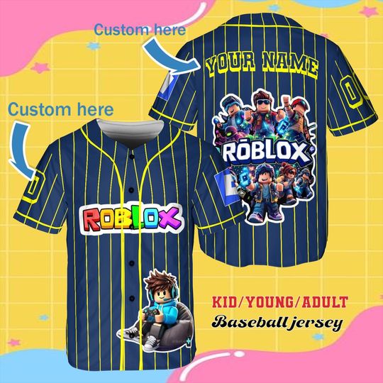Discover Roblox Baseball Jersey, Custom Roblox Shirt, Gamer Kids Jersey, Roblox Birthday Gift, Personalized Roblox Gaming Shirt for Boys