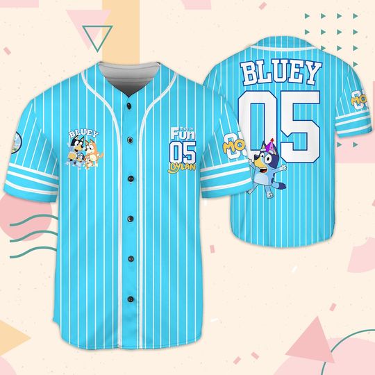 Custom BlueyDad Birthday Baseball Jersey, Personalized Family Outfit