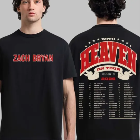 Discover Zach Bryan Heaven on Top 2026 Tour Style Dates T-shirt Contry Music Fan
