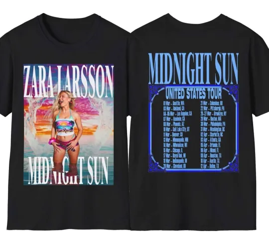 Discover Zara Larsson 2 Sides Midnight Tour 2026 Shirt Black Unisex S-5XL 1P1133