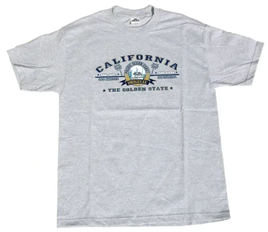 Discover California State Cotton T-Shirt - Grey