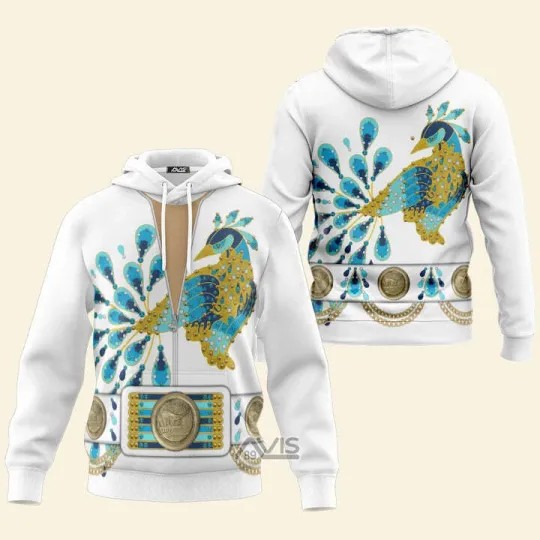 Elvis Presley Peacock Hoodie Jogger Set Costume Cosplay Outfit