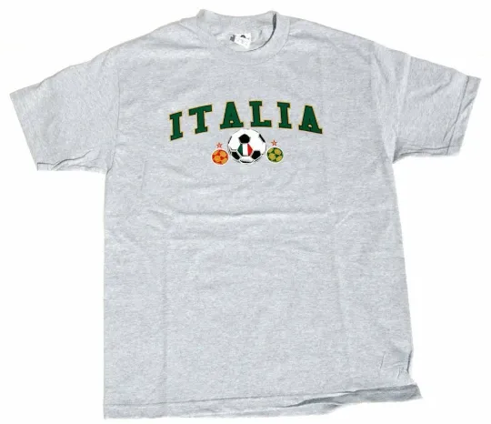 Discover Italia Soccer Futbol Cotton T-Shirt - Grey