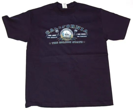 Discover Men's California CA The Golden State Cotton T-Shirt - Navy