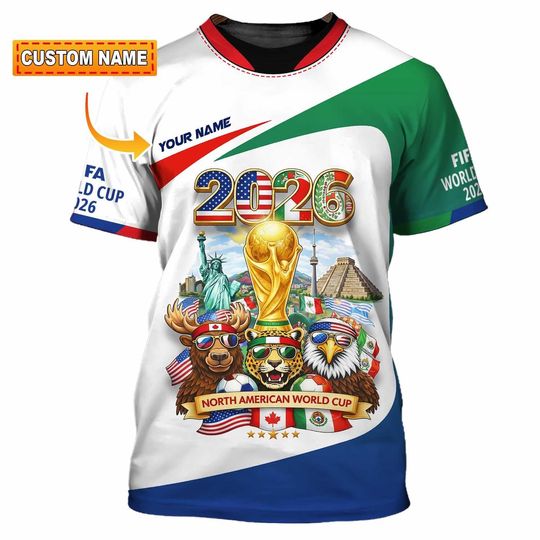 Discover Personalized 2026 Soccer Fan Shirt, Custom Name Football T-Shirt, North America World Cup Fan Apparel Gift