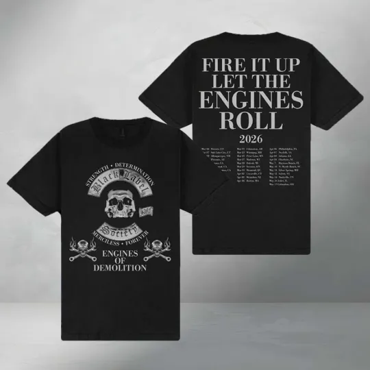 Discover Black Label Society 2026 Engines Of Demolition Black Tour T-Shirt