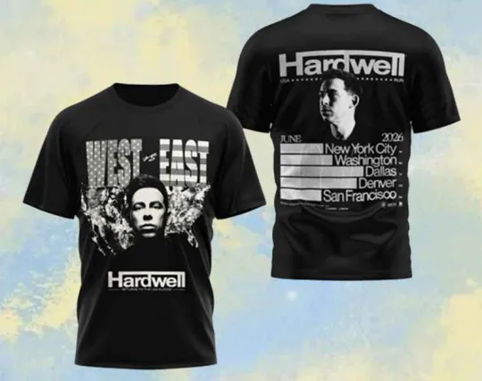 Discover Hardwell 2026 USA Tour T-Shirt – West vs East Edition 2026 Cities Tour Dates Tee