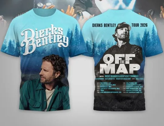 Discover Dierks Benley Off The Map Tour 2026 AOP 3D T-Shirt